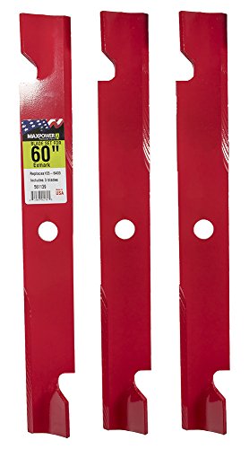 MaxPower 561139B Heavy Duty 3 Blade Set for 60″ Cut Exmark, Replaces OEM no. 103-6403, 103-6403-S, Red