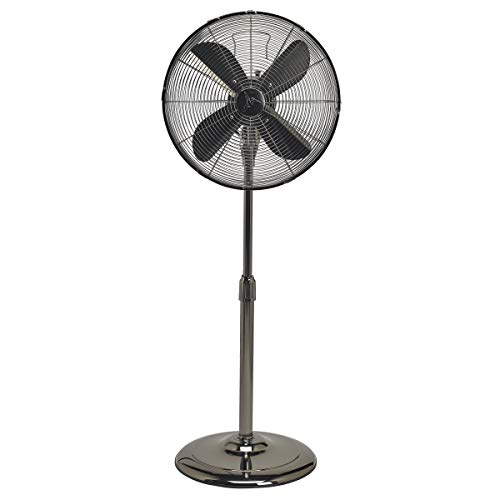 Oscillating Standing Floor Fan – Whisper Quiet Cooling Pedestal Fan, Adjustable 37-49 Inches Height, Large 16” Indoor Pedestal Fan for Your Bedroom, Office, Shop, House (Black Pearl) (Black)