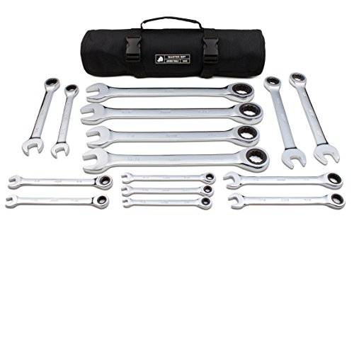 Jaeger 15pc Inch TIGHTSPOT 90-Tooth Ratcheting Wrenches MASTER SET – Our LARGEST SAE/INCH SET With Bear Keeper Rollup Case