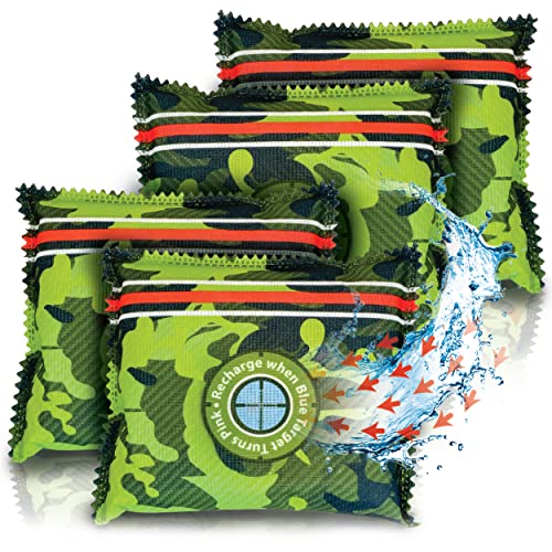 Zarpax Gun Safe Dehumidifier Camouflage – Rechargeable Desiccant Dehumidifier Bags – Reusable & Absorbs Moisture & Humidity – 4x Pack