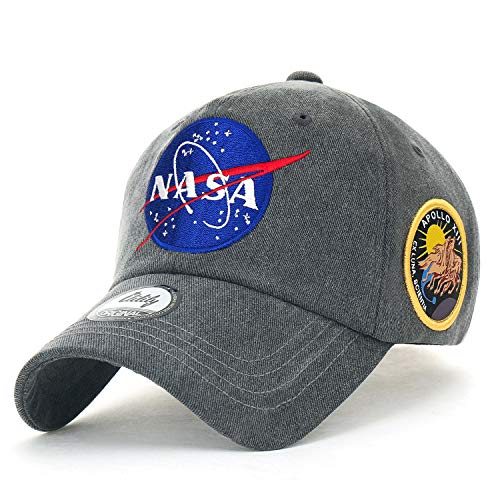ililily NASA Meatball Logo Embroidery Baseball Cap Apollo 1 Patch Trucker Hat (Medium, Dark Grey – Apollo 13)