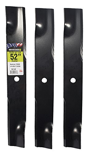 Maxpower 561145B 3-Blade Set for Many 52 in. Cut Hustler Mowers Replaces OEM #’s 795526, 603995, 783753 and Dixie Chopper 30227-52X, Black