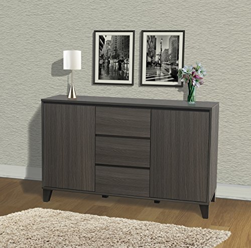 Kings Brand Furniture – Wood Buffet Server Cabinet Console Table, Oak Gray