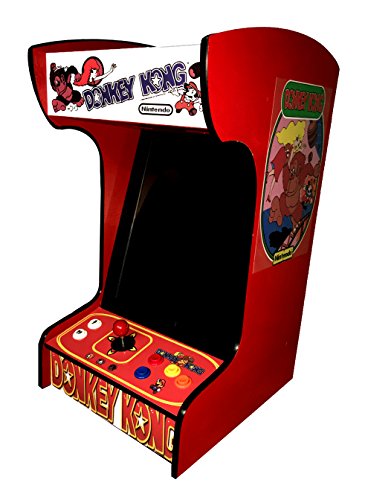 Doc and Pies Arcade Factory Classic Home Arcade Machine – 60 Retro Games – Tabletop and Bartop – Full Size LCD Screen, Buttons and Joystick (Red)