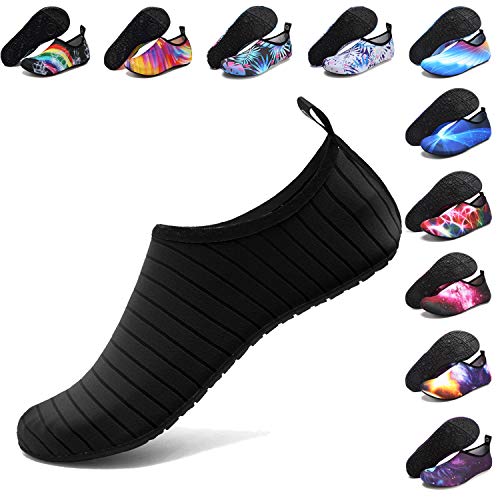 ANLUKE Water Shoes Barefoot Aqua Yoga Socks Quick-Dry Beach Swim Surf Shoes for Women Men Black/Solid 42/43