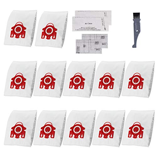 I clean Replacement Miele FJM Vacuum Bags 12PCS, AirClean 3D Efficiency Vacuum Cleaner Dust Bags with 2 Motor Protection Filters & AirClean Filte