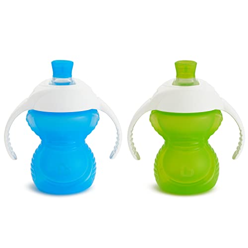 Munchkin® Click Lock™ Bite Proof Trainer Cup, 7 Ounce, 2 Pack, Blue/Green