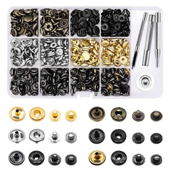 Alritz 120 Set Leather Snap Fasteners Kit, 12.5mm Metal Button Snaps Press Studs with 4 Setter Tools, 6 Color Leather Snaps for Clothes, Jackets, Jeans Wears, Bracelets, Bags | The Storepaperoomates Retail Market - Fast Affordable Shopping