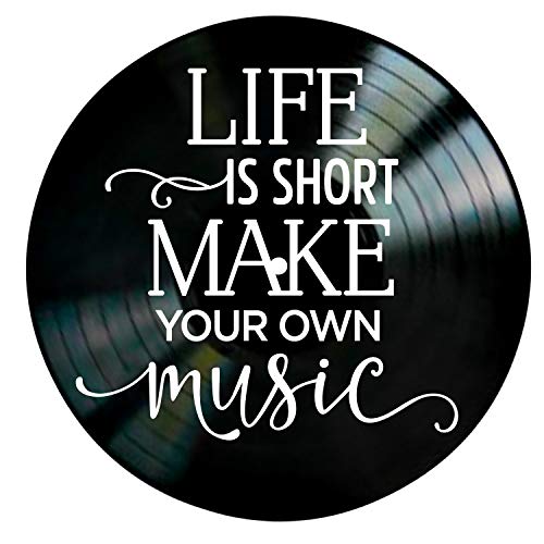 Life is Short Make Your Own Music Quote on a REAL Repurposed Vintage Vinyl Record Album – Music Art Wall Decor