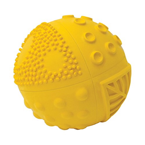 CaaOcho Pure Natural Rubber Sensory Ball (3″) SUNSHINE – SEALED HOLE, Promotes Sensory Development, Bright Colors, Perfect Bouncer, BPA Free, PVC Free, Hole Free Sensory Ball for Baby