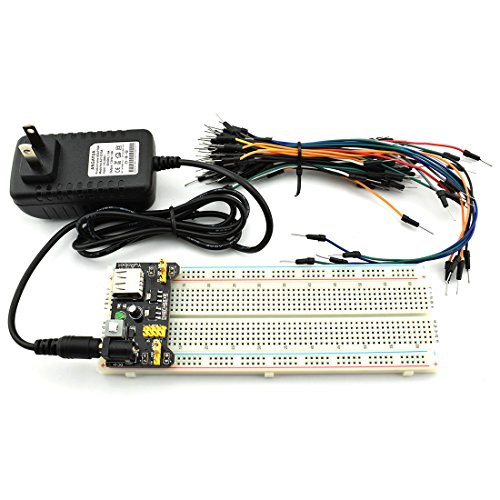 HJ Garden Electronic Component Power Supply Module Assorted Kit for Arduino, Raspberry Pi, STM32, UNO, MEGA2560 830P Breadboard + Power Module + Jumper + 12V 1A Adaptor