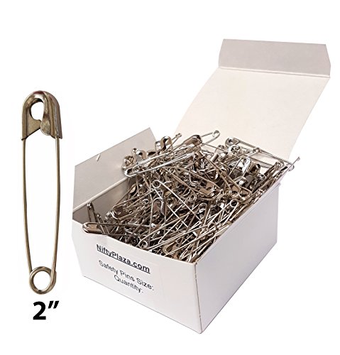 NiftyPlaza Extra Large 2 inch Safety Pins – Heavy Duty Large Safety Pins, Silver Safety Pins, Safety Pin 2 inch, 2 inch Safety pins Bulk, Diapers, Laundry, Hijab Rust Resistant (100 Safety Pins)