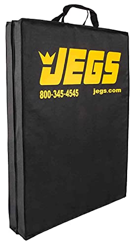 JEGS Foldable Pit Mat – 48″ x 18″ Unfolded Work Pad, 24″ x 18″ Folded Mechanics Pad – 1.5″ Thick Foam Padding, Heavy-Duty Stain & Tear Resistant Fabric, Built-In Carry Handle, Black Mechanic Mat