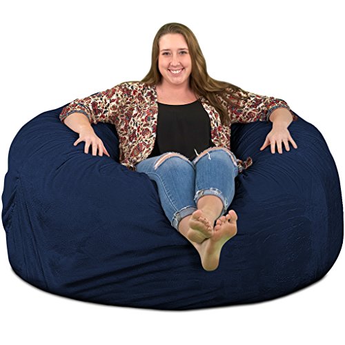 ULTIMATE SACK 5000 (5 Ft.) Bean Bag Chair: Giant Foam-Filled Furniture – Machine Washable Covers, Durable Inner Liner, 100% Virgin Foam. Comfy Bean Bag Chair. (Navy, Suede)