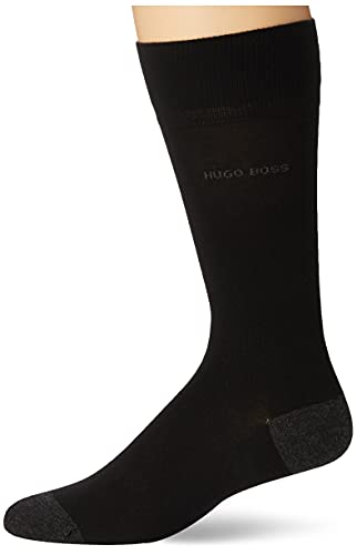 BOSS Men’s Matt Combed Cotton Heel Toe Sock, Black, 7-13