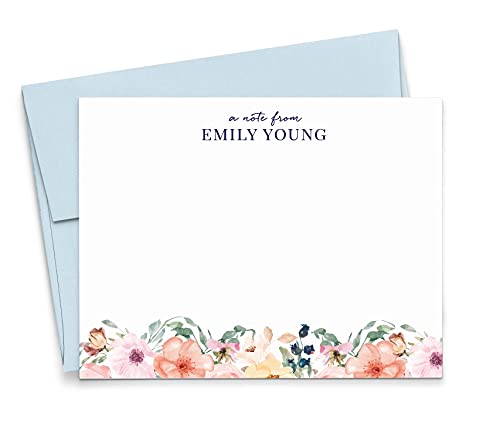 Personalized Floral Stationery Set, Personalized stationary for Women, Your Choice of Colors and Quantity