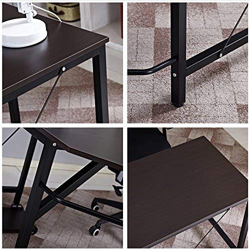 DlandHome L-Shaped Computer Desk 59 inches x 59 inches, Composite Wood and Metal, Home Office PC Laptop Study Workstation Corner Table with CPU Stand, Brown Black and Black Legs, ZJ02-BB | The Storepaperoomates Retail Market - Fast Affordable Shopping