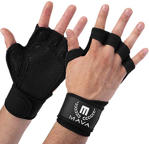 Mava Sports Ventilated Workout Gloves for Men and Women with Integrated Wrist Wraps and Full Palm Silicone Padding Extra Grip | for Weight Lifting, Pull Ups, Cross Training, WODs
