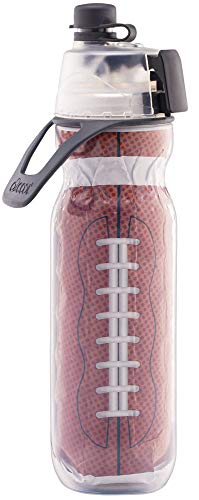 O2COOL Mist ‘N Sip Misting Water Bottle 2-in-1 Mist And Sip Function With No Leak Pull Top Spout Sports Water Bottle Reusable Water Bottle – 20 oz (Football)