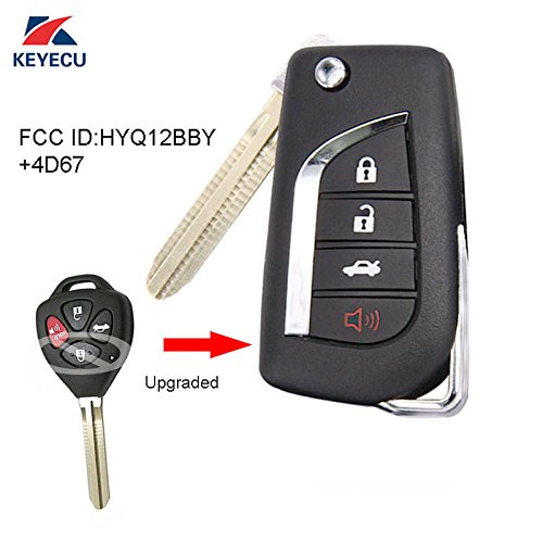 Keyecu Upgraded Flip Remote Car Key Fob for Toyota Camry 2007-2010 FCC:HYQ12BBY +4D67