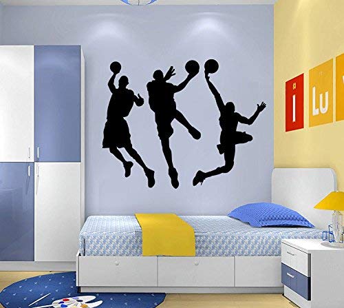 ANBER Slam Dunk Silhouette Wall Decal Removable Basketball Player Sticker for Kids Bedroom Living Room Playroom DIY Sport Wall Decal Art, 31.5″H x 53″W