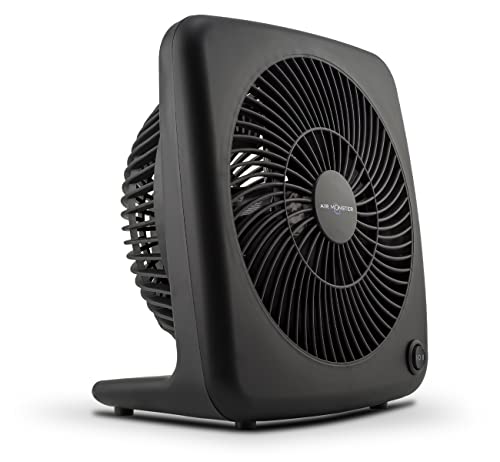 Air Monster 7 Inch 2 Speed Compact Desktop Table Top Personal Box Fan, Space Saver, High Performance, Turbo Force, Fully Assembled, Matte Black