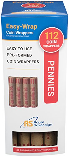 Royal Sovereign Preformed Coin Wrappers, 112 Penny Coin Wrappers (FSW-112P)