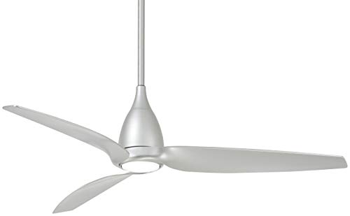 Minka Aire F831L-SL Tear – Ceiling Fan with Light Kit in Transitional Style – 16 inches tall by 60 inches wide, Finish Color: Silver, Blade Color: Silver