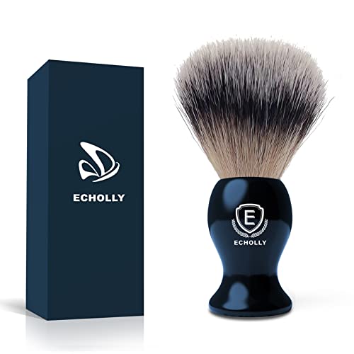 Luxury Shaving Brushes For Men by Echolly-Super Strong NO Shedding Bristle Shave Brushes for Men-Smooth Acrylic Handle Legacy Shave Brush-Rich and Fast Lather Shaving Cream Brush(BLACK)