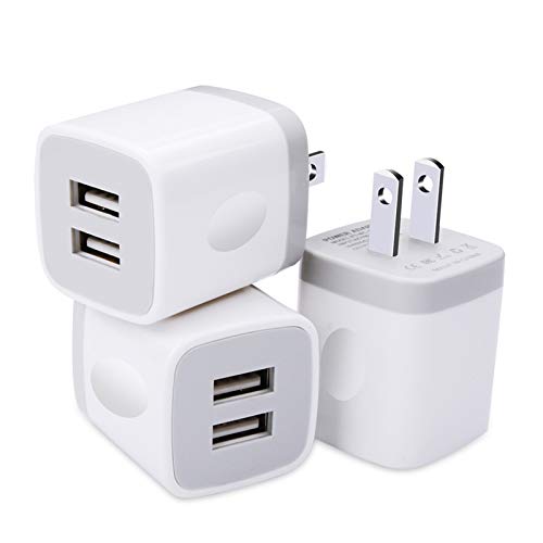 USB Plug, USB Wall Charger 3 Pack, GiGreen Dual Port USB Electrical Plug Cube 5V 2.1A Charging Block USB Outlet Plugs Compatible iPhone 11 XS X 8 7, LG V30 G8, Samsung S20 S10+ S9 S8 Note 9 8, Moto G6