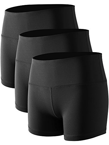 CADMUS Women’s Stretch Fitness Running Shorts with Pocket,3 Pack,05,Black,Small