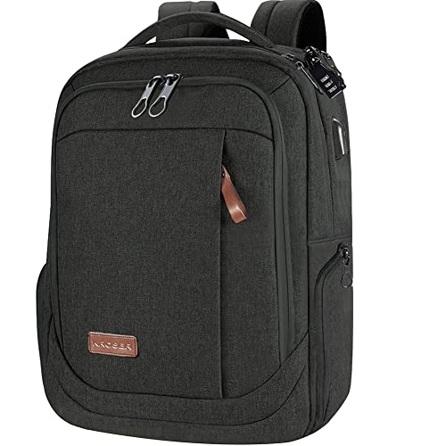 KROSER Laptop Backpack Large Computer Backpack Fits up to 17.3 Inch Laptop with USB Charging Port Water-Repellent Travel Backpack Casual Daypack for Business/College/Women/Men-Charcoal Black