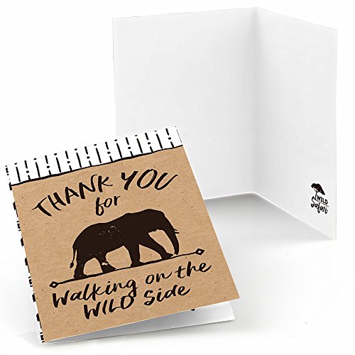 Big Dot of Happiness Wild Safari – African Jungle Adventure Birthday Party or Baby Shower Thank You Cards (8 count)