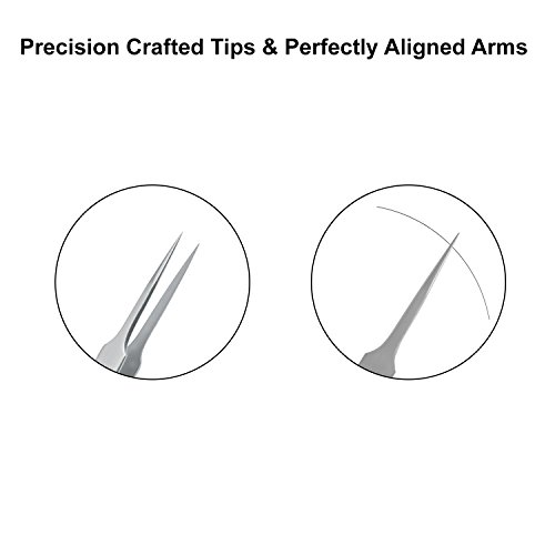 Metaleks Eyelash Extension & Ingrown Hair Tweezer Pointed Tip Precision Extra Sharp and Perfectly Aligned for Eyelash Extension & Ingrown Hair Treatment & Splinter Removal For Men and Women | The Storepaperoomates Retail Market - Fast Affordable Shopping