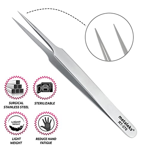 Metaleks Eyelash Extension & Ingrown Hair Tweezer Pointed Tip Precision Extra Sharp and Perfectly Aligned for Eyelash Extension & Ingrown Hair Treatment & Splinter Removal For Men and Women | The Storepaperoomates Retail Market - Fast Affordable Shopping