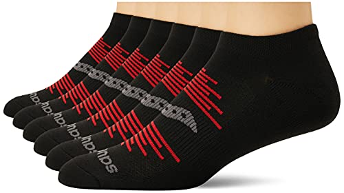 Saucony Men’s Multi-Pack Firework Ventilating Performance Comfort No-Show Socks, Grey/Black (6 Pairs), Shoe Size: 8-12