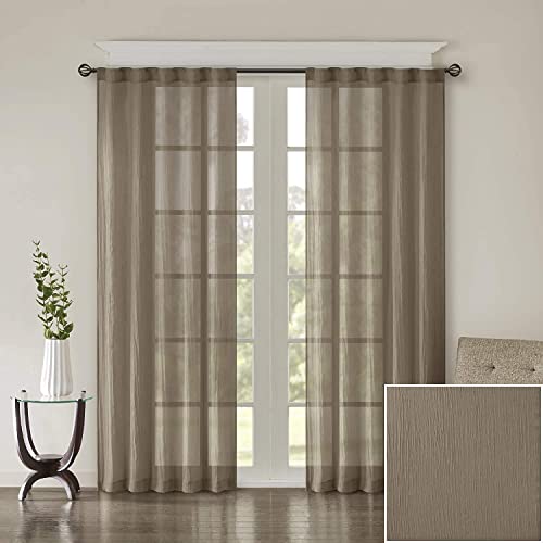 Madison Park Harper Sheer Curtain For Living Room – Lightweight Bedroom Window Treatment, Decoration Draping, Privacy and Light Filtering Room Décor , 42″ x 84″, Taupe 2 Piece