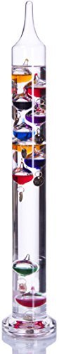 Palais Essentials Galileo Thermometer – Floating Glass Balls Fahrenheit Temperature Indicator – Fun and Decorative (17.5″ Inches High, 10 Multi Colored Spheres)