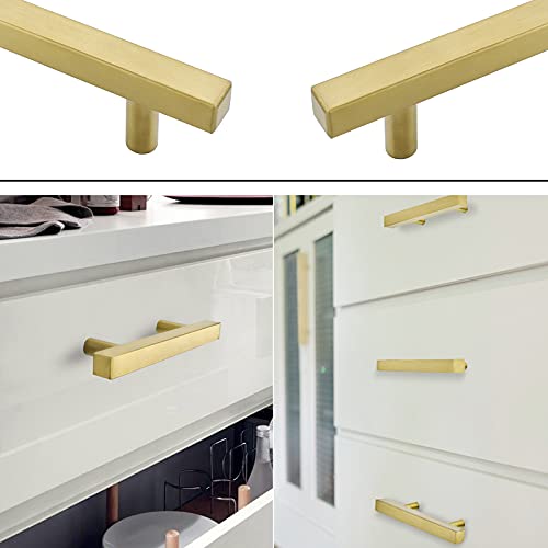 goldenwarm 96mm Hole Centers Kitchen Cabinet Pulls Gold Kitchen Hardware – LS1212GD96 Square Cabinet Hardware Brushed Gold Knobs for Dresser Brass Hardware 6in Overall Length 20pack | The Storepaperoomates Retail Market - Fast Affordable Shopping