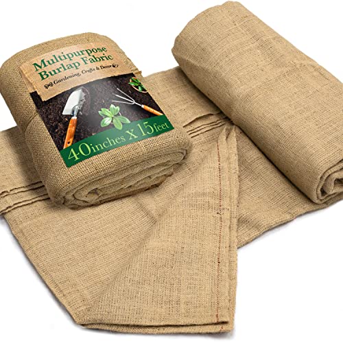 Burloptuous 40″x15 Feet Gardening Burlap Roll – Multipurpose Natural Burlap Fabric, High Density Jute Fiber Material for Decorations, Wedding Table Runners, Center Pieces for Home, Rustic Party Decor