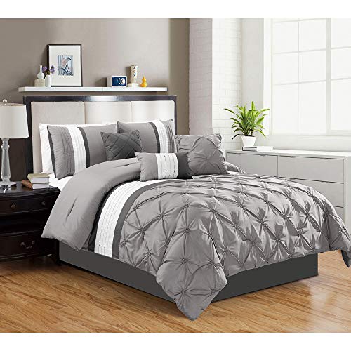 Safdie & Co. 60896.7K.75 Comforter Set, King, Grey