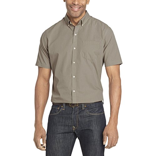 Van Heusen mens Wrinkle Free Short Sleeve Check Button Down Shirt, Aluminum Minicheck, XX-Large US