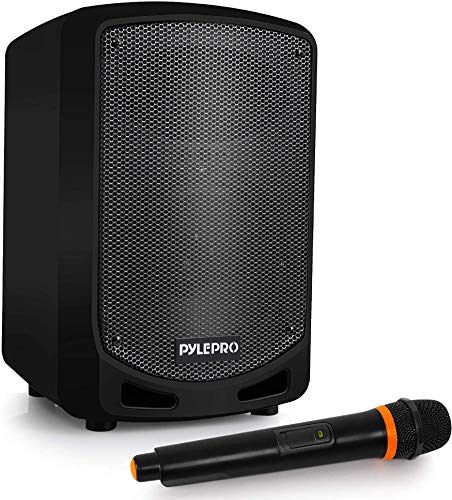 Pyle Bluetooth Karaoke PA Speaker – Indoor / Outdoor Portable Sound System with Wireless Mic, Audio Recording, Rechargeable Battery, USB / SD Reader, Stand Mount – for Party, Control – PSBT65A Black