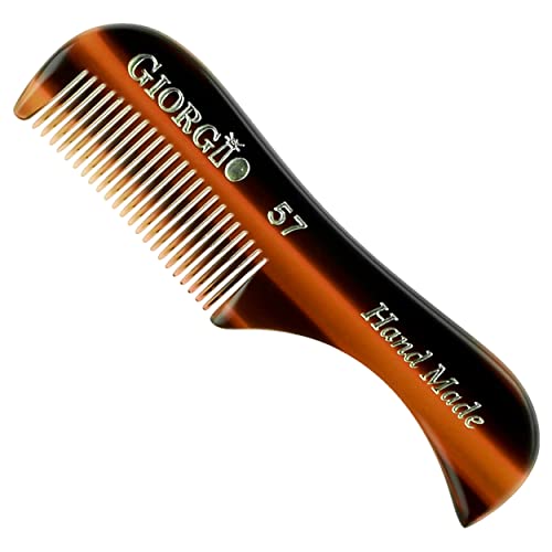 Giorgio G57 Extra Small 2.75 Inch Men’s Fine Toothed Beard and Mustache Comb for Facial Hair Grooming and Styling. Wallet Pocket Comb Handmade of Quality Durable Cellulose, Saw-Cut and Hand Polished