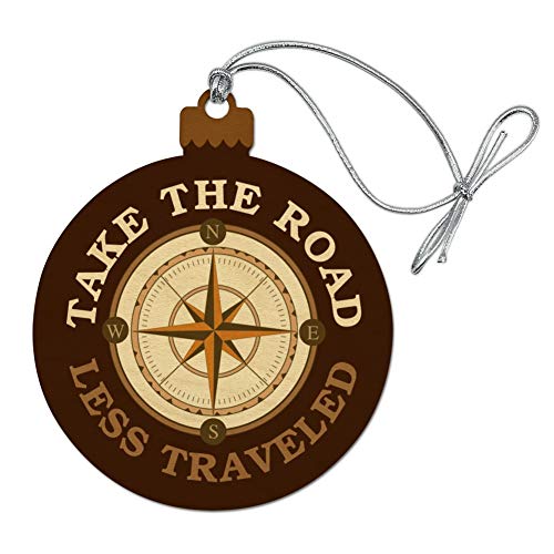 Take The Road Less Traveled Compass Wood Christmas Tree Holiday Ornament