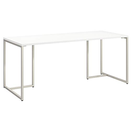 Bush Business Furniture Table Method Collection Long White Wire Management and Titanium Finish | Mid Century Desk for Professional and Home Office, 72W