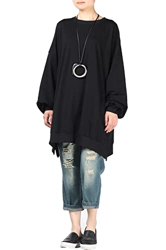 Mordenmiss Women’s Loose Sweatshirt Spring/Fall Simple Shirt Tops XL Style 6-Black