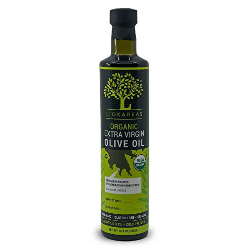 Organic Greek Extra Virgin Olive Oil – NonGMO – Gluten Free – USDA Certified Organic (16.9oz) – OU Kosher Certified – Single Sourced – Premium- Cold Pressed – Unfiltered – For Bread Dipping/Salads/Cooking/Baking – Hair & Skin Moisturizing – 2022 Internati