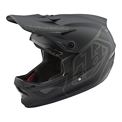 Troy Lee Designs D3 Fiberlite Mono Full-Face Downhill BMX Mountain Bike Adult Helmet with TLD Shield Logo (Large, Black)