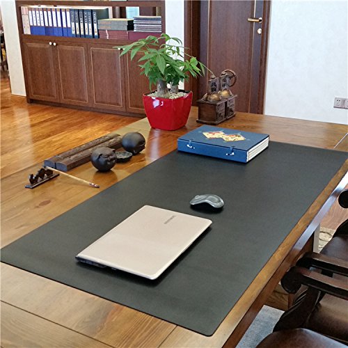 ZSZBACE Desk Pads Artificial Leather Laptop Mat, Perfect Desk Mate for Office and Home, Rectangular, Large (Black)
